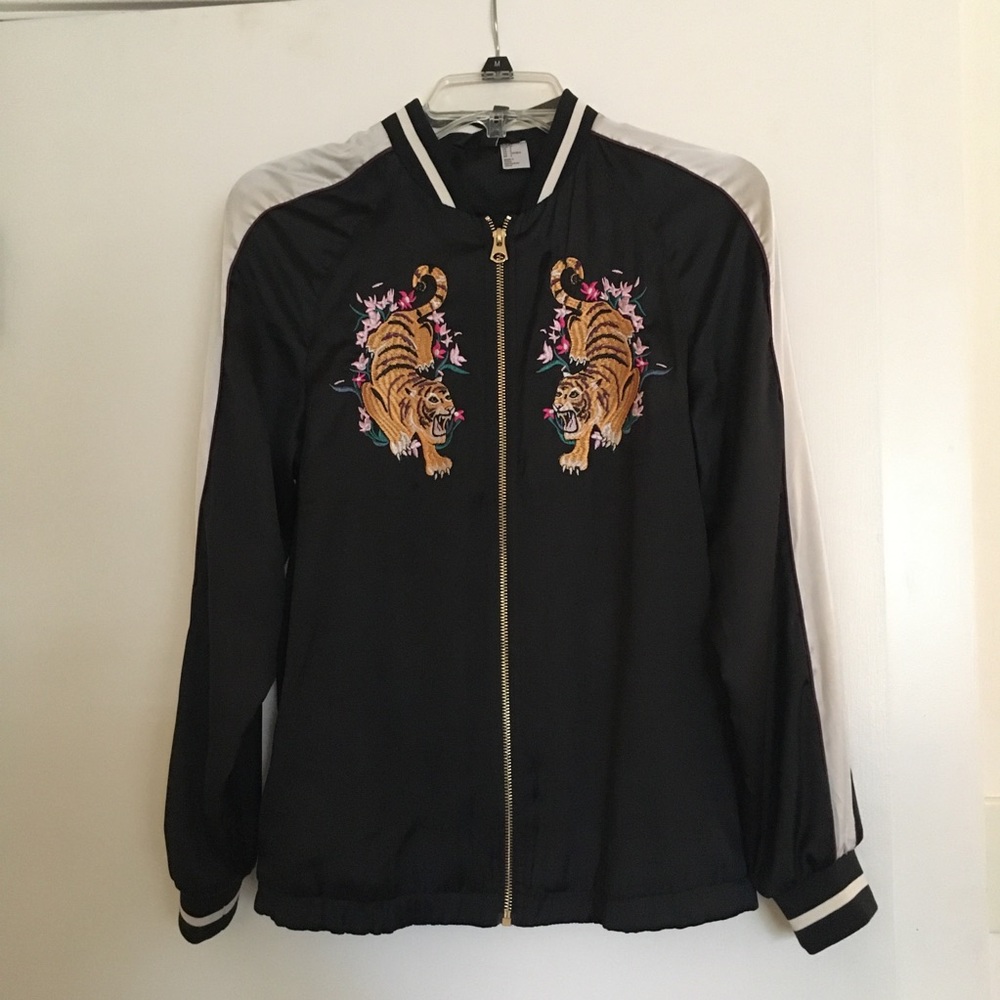 Tiger embroidered bomber jacket